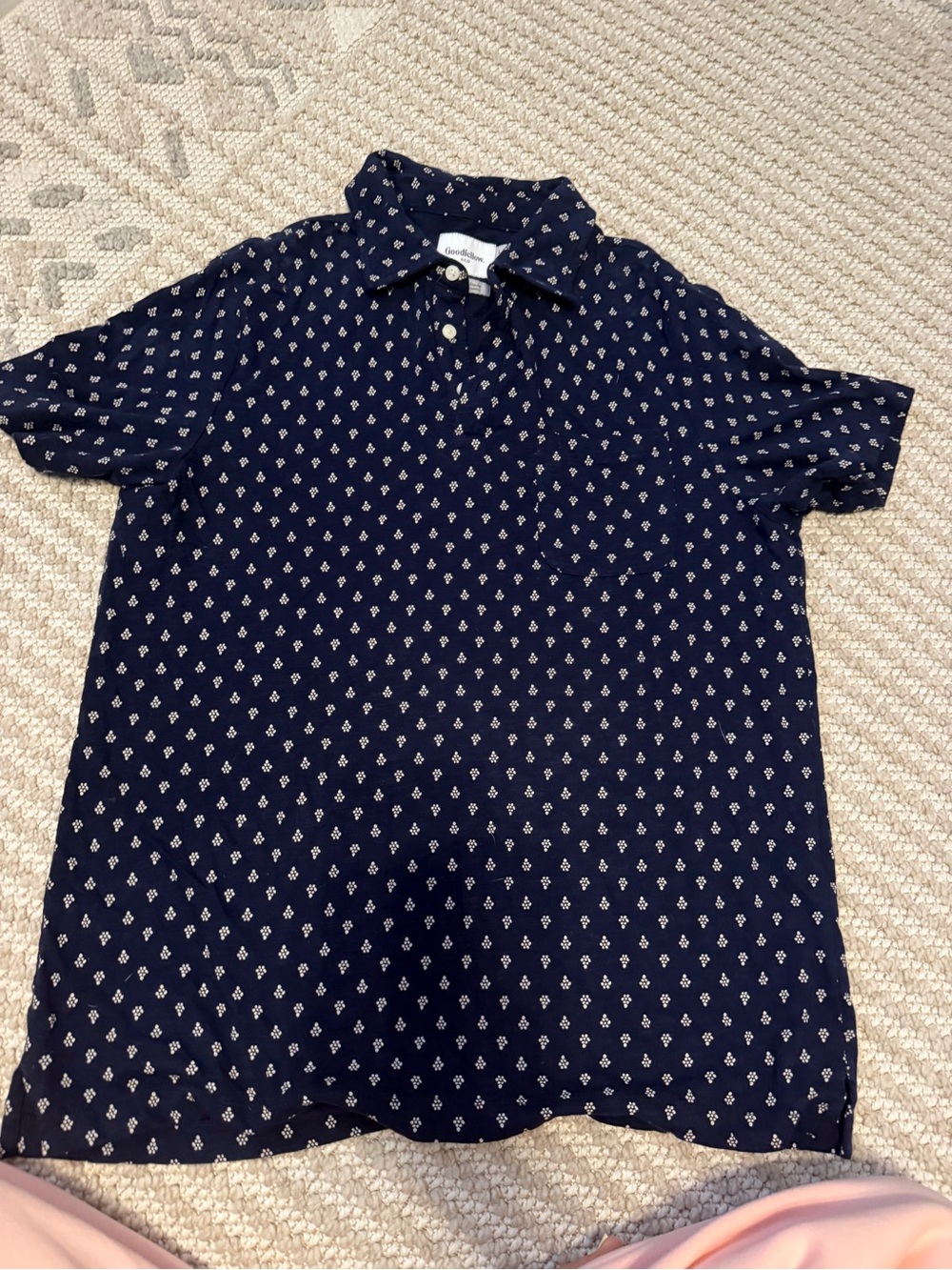 Goodfellow & Co Navy Polo with Small White Diamond Motif